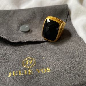 Julie Vos 24k gold Catalina Obsidian Statement Ring